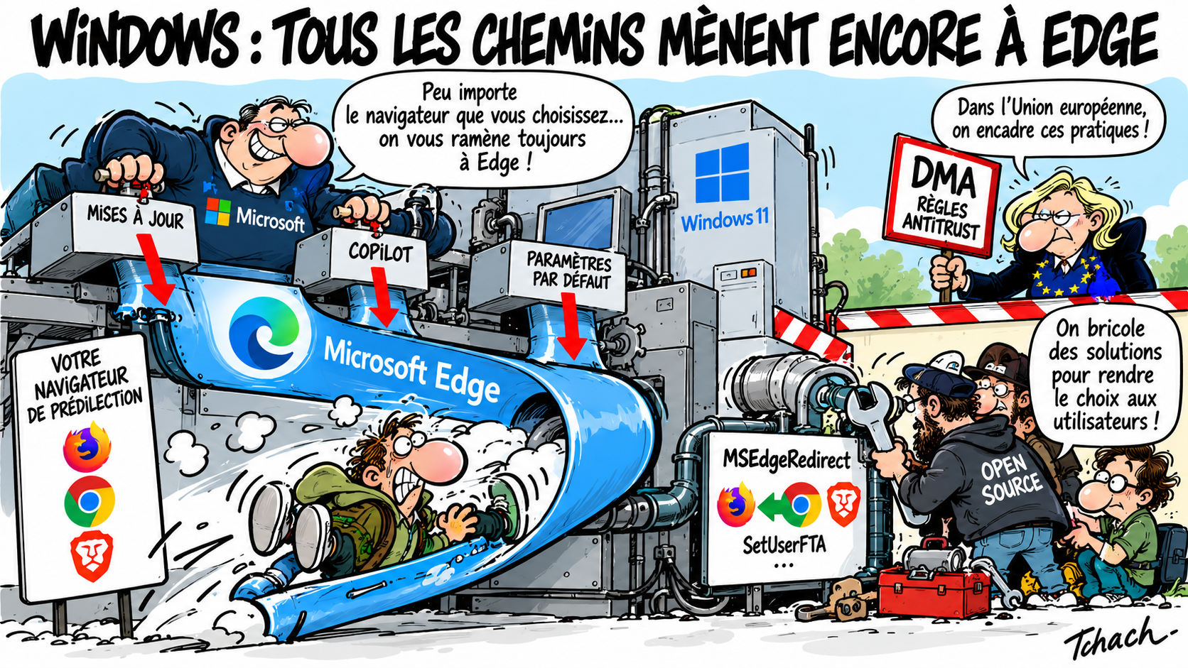 Caricature : Edge et ses restrictions